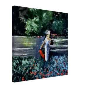 Frau am Fluss, Leinwand 50×50 cm / 20×20″