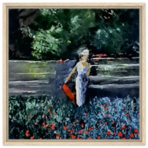 Frau am Fluss, Gerahmte Leinwand 60×60 cm / 24×24″
