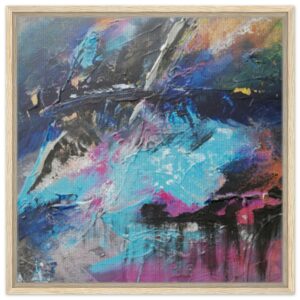 Blaue Woge in der Unentlichkeit Gerahmte Leinwand 60×60 cm / 24×24″