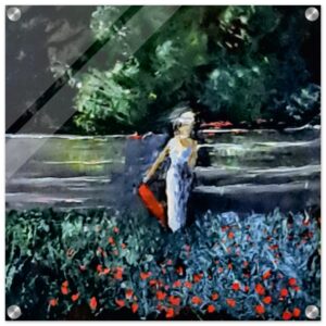 Frau am Fluss, Acryldruck 50×50 cm / 20×20″