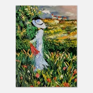 Die Frau in Weiss in der Wiese, Leinwand 60×80 cm / 24×32″