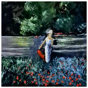 Frau am Fluss, Klassisches Poster auf halbmattem Papier 50×50 cm / 20×20″